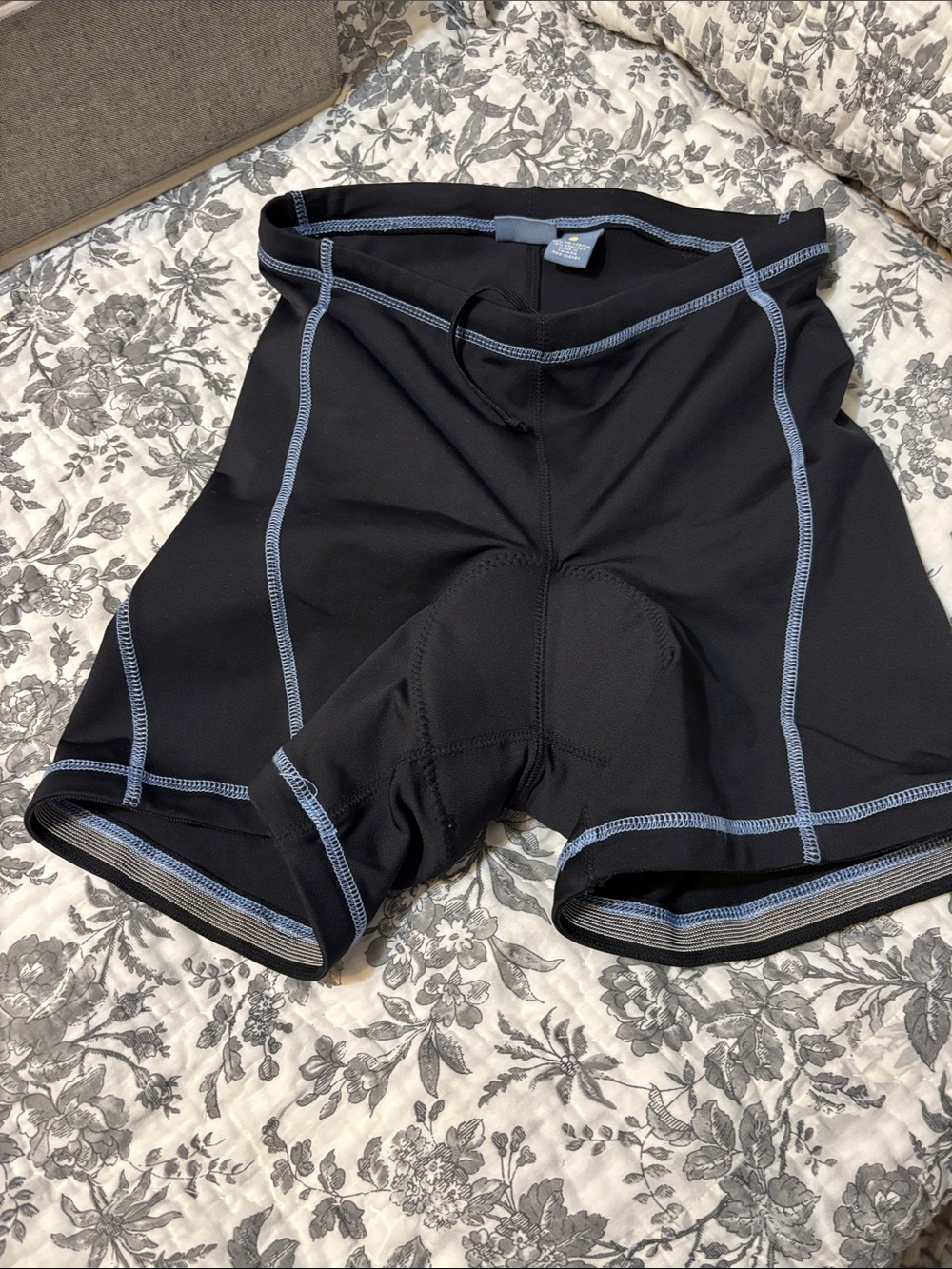 Quest Black Cycling Shorts with Blue Contrast Stitching